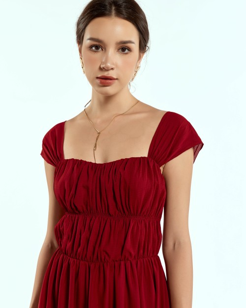 SIXDO Woven Flared Dress for Women